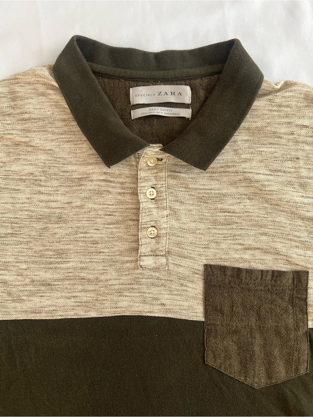Zara Two-Tone Olive & Beige Men’s Polo Shirt